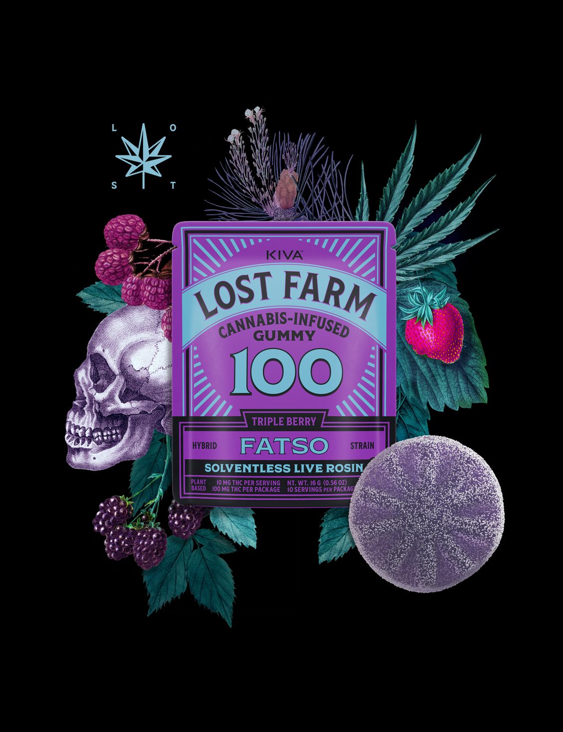 100mg Triple Berry x Fatso Live Rosin Gummy